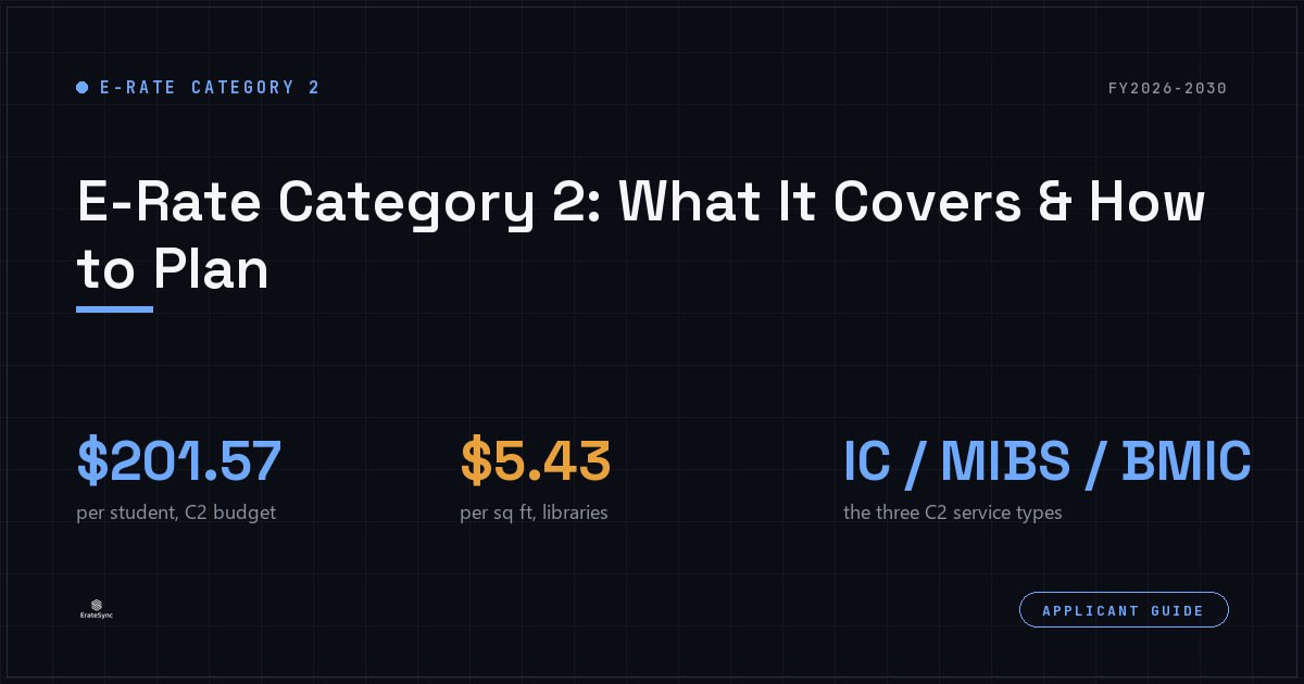 E-Rate Category 2 guide, IC MIBS BMIC and the FY2026-2030 budget, ErateSync