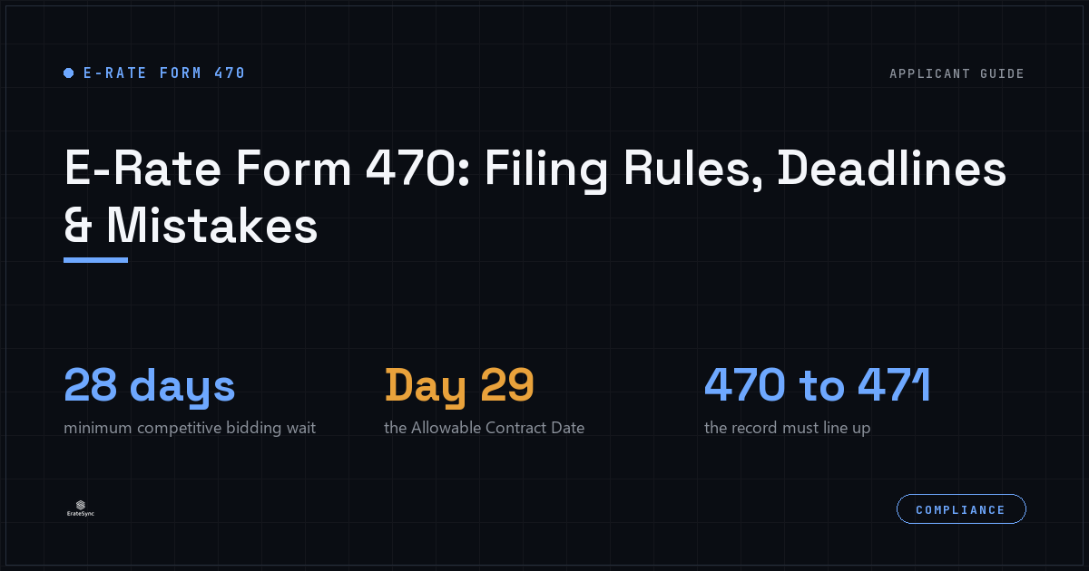 E-Rate Form 470 filing rules and deadlines guide, ErateSync