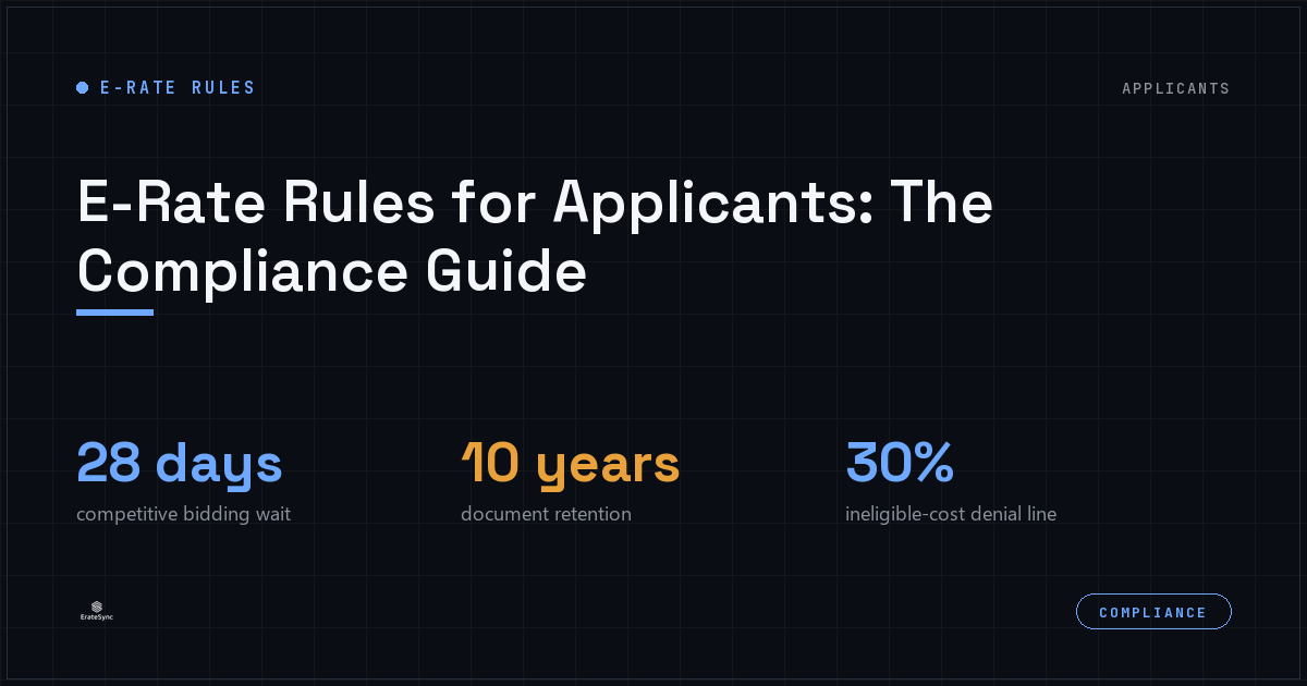 E-Rate rules for applicants compliance guide for schools and libraries, ErateSync